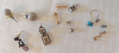 Lot of 26 Pierced Mostly Small Stud Single Earrings Mixed Metals & Styles Dangle