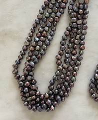 Vintage Estate Baroque Pearl Peacock Blue Purple Plum Necklace & Bracelet Set