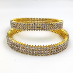 22K Gold Plated Cubic Zirconia Bangle Set Handmade South Indian Ethnic Jewelry