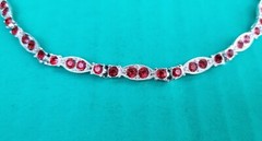 Red Rhinestone Rhodium Choker Necklace & Bracelet Set BEL-COR c1950s NOS Unused