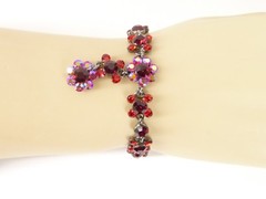 SNK Signed Bracelet Red Crystal Rhinestones 8.5 inches USA Seller