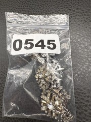 Vintage HIGH END Silver Tone Rhinestone Statement Bracelet Safety Chain READ