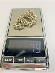 Sterling Silver 925 Italy 6MM Wide Vintage Rope Chain Bracelet 7″ 7.9g