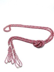 Antique Art Deco Pink Sautoir Necklace Tassel Glass Bead Flapper Iridescent
