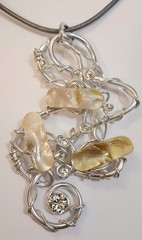 Jeff Lieb Statement Necklace Swarovski Crystal Shell Abstract Art Boho Signed