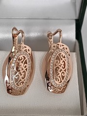 Vintage 1990-s 14 Ct Rolled Gold Zircons Earrings-Hallmarked 585 RG