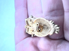 Vintage Owl Brooch Pin HTF Glasses Move Up Down Unique Beautiful Rhinestone Eyes