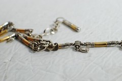 Retro Vintage Shiny Gold Tone Bar Link Chain with Small Charms Necklace 30”