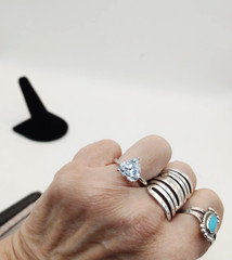 925 Christian Vaccaro, Moissanite Heart Solitaire Ring, Size 5.5, 4.5g Lot#564