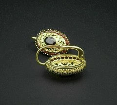 Art Deco Style Garnet & Lab Created Diamond 14K Yellow Gold FN Wedding Earring