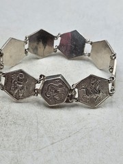 Vintage China Export Sterling Silver Panel Bracelet. Signed China, Sterling,