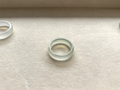 3Pcs Natural Translucent Green Agate Band Ring Set, Width about 5-6mm, Size 6-7