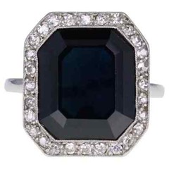 3.00 CT Black Emerald Cut Onyx CZ Women’s Halo Wedding Ring In Solid 925 Silver