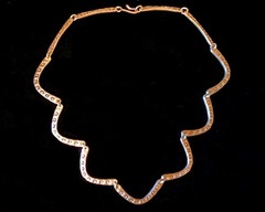 RARE Jeep Collins JEC Brass Textured Beaded Bar Link Hook-On Necklace SIGNED