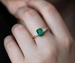 2.45Ct Art Deco Style Lab Created Green Emerald Wedding 925 Silver Wedding Ring
