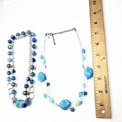 H7 Lot Blue Green Turquoise Aqua Resin Acrylic Lucite Silver Chains Lane Bryant