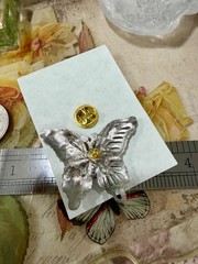Butterfly Tact Pin, Silver-tone Filigree-style Gift for Her, Mom, Spring