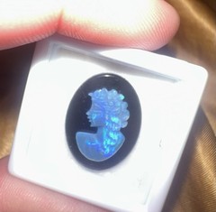 Vintage/Antique 20×15 Natural Solid Hand carved Australian Opal Cameo on Onyx