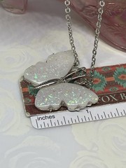 Silver Fire Opal Butterfly Anniversary Birthday Wedding White Gift Memorial Brid