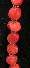 Vintage Necklace Bamboo Red Coral Beaded Main Center Stone Toggle 19.5″