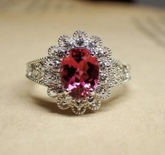2.5Ct Art Deco Style Lab Created Diamond Ruby Engagement 14K White Gold FN Ring