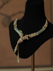 Vintage Snake Necklace Gold Crystal Statement Necklace Luxe Baroque Jewelry