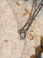 15. Vintage 925 Sterling Silver Ball charm Gemstone Beaded Sliding Necklace 17″