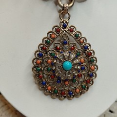Vtg R.J. Graziano Necklace Estate Statement Colorful Eclectic Rhinestones Chunky