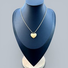 Puffy Heart Necklace Vintage Lucite Resin Horn Signed 1984 Gold Monet Chain 16”