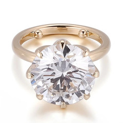 10K Yellow Gold FN With Round Cut 3.87CT White Moissanite Women’s Solitaire Ring