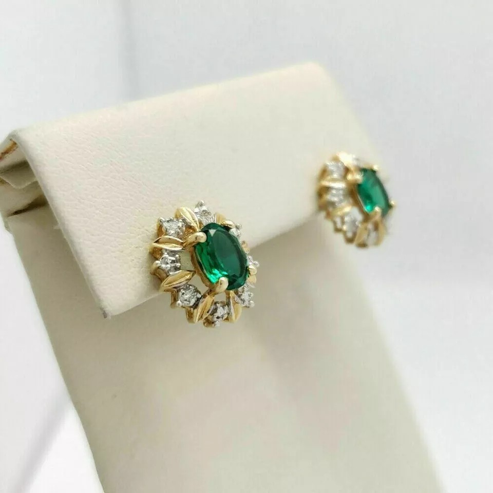 Oval Cut Lab Created Diamond Engagement Woman’s Earring 14K Yellow Gold Finish