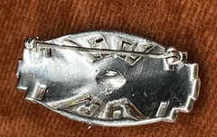 Art Deco Blue Uranium Glow Clear Paste Brooch w/ Baguette & Pavé Rhinestones 2”