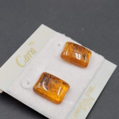 Vintage Amber Color Resin Cara Pierced Earrings New Old Stock 5/8″