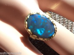 7 1/4 Vintage 14k APPROX 14×10 AUSTRALIA BLACK OPAL Ring