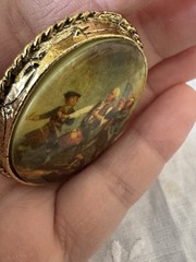 Vintage Gold Tone Patriotic Oval Brooch Pin 2 in Fashion Unisex Adults