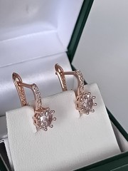 Vintage 1990-s 14 Ct Rolled Gold Zircons Earrings-Hallmarked 585 RG