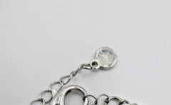 VTG MODERN 22″ SIGNED V UNUSUAL HEAVY blue Silver tone clear GEOMETRIC Necklace