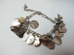 VTG WOMEN STERLING SILVER ENAMELD 14 CHARM CHAIN 7″ PLUS BRACELET 33g