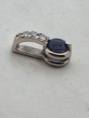 14K White Gold Sapphire & Multi Diamond Pendant Designer “XOX”