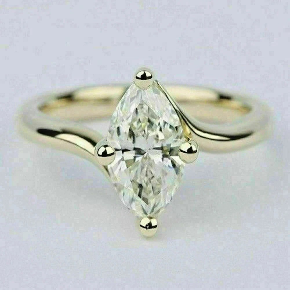 Marquise Cut 2.2Ct VVS1 Lab Created Diamond Wedding Anniversary 14K Gold FN Ring